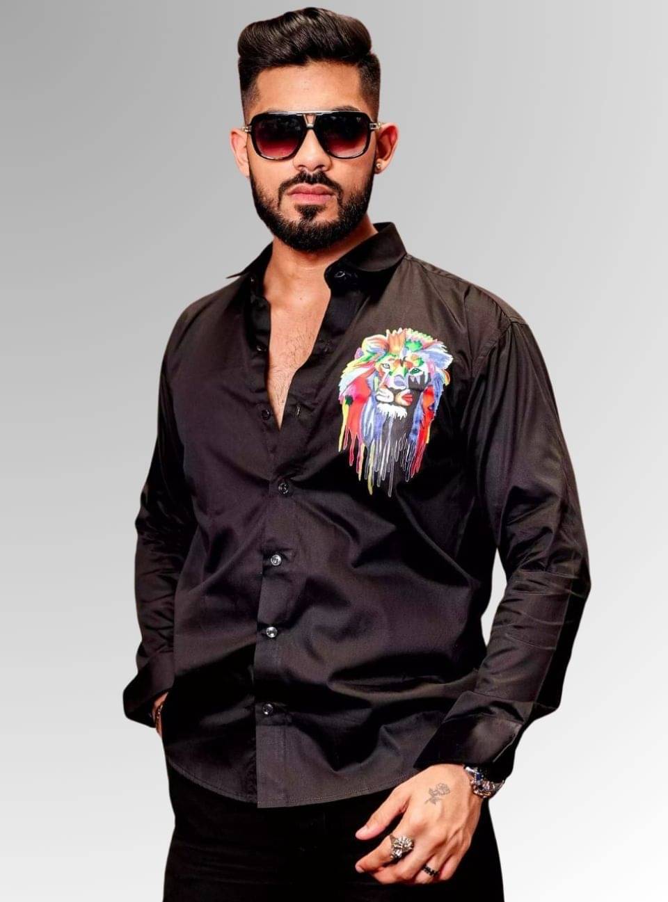     			MARQVIK Cotton Blend Regular Fit Printed Full Sleeves Men's Casual Shirt - Black ( Pack of 1 )