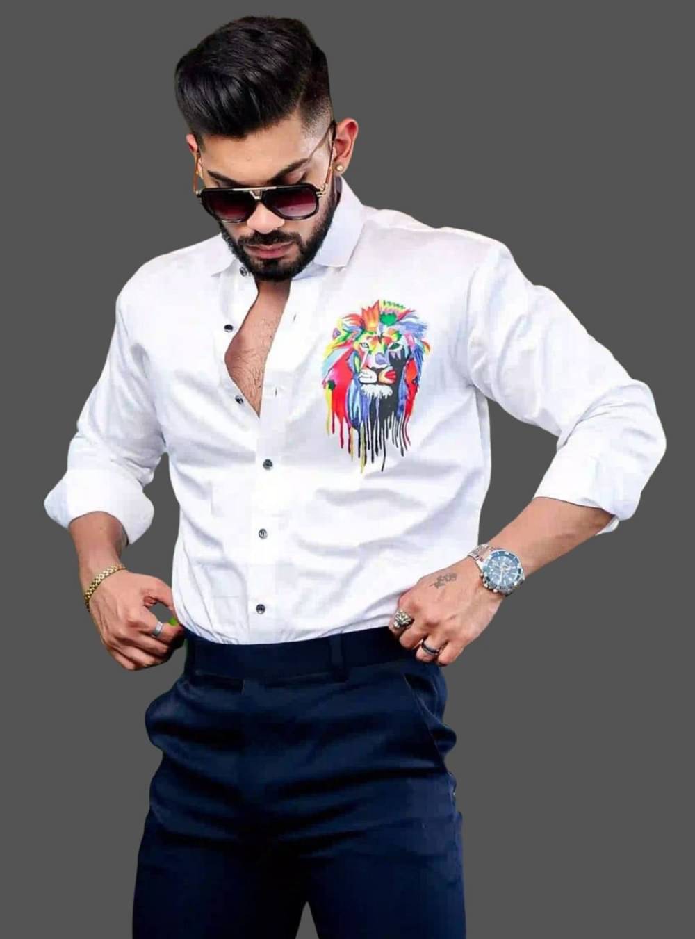    			MARQVIK Cotton Blend Regular Fit Printed Full Sleeves Men's Casual Shirt - White ( Pack of 1 )