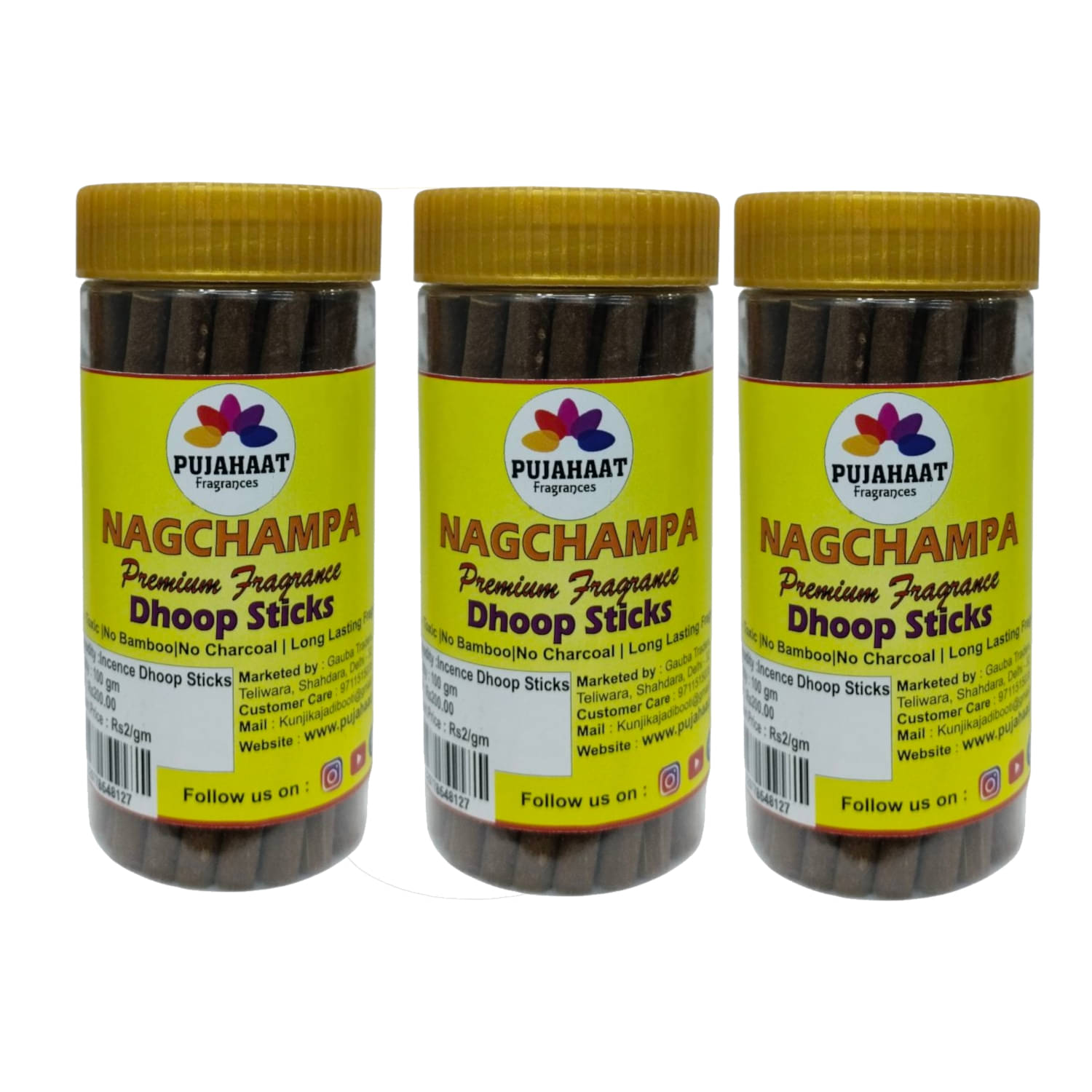     			Pujahaat Incense Dhoop Sticks Nag Champa 300 gm ( Pack of 3 )