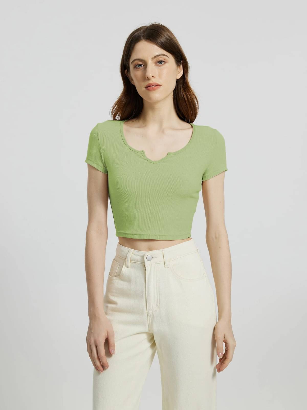     			Redamancii Women's Cotton Blend Crop Top ( Green )