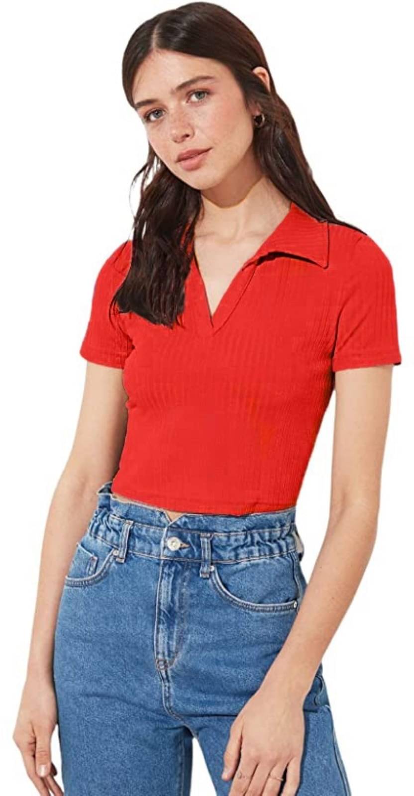 Redamancii Women's Cotton Blend Crop Top ( Red )     			Redamancii Women's Cotton Blend Crop Top ( Red )