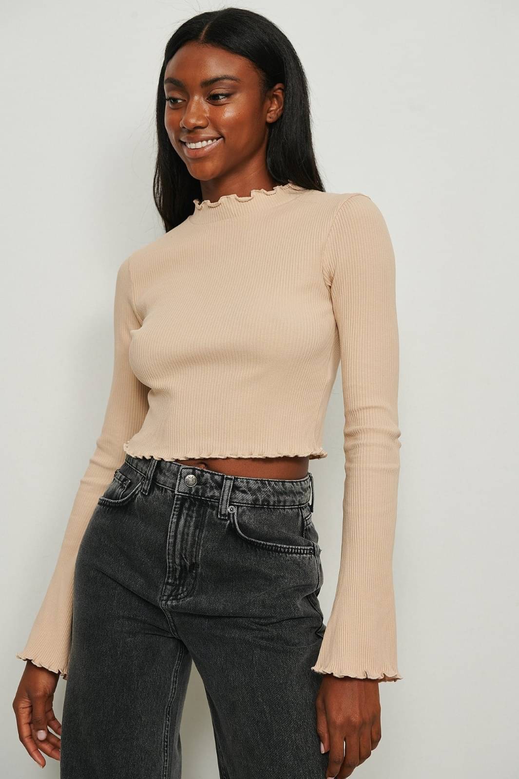     			Redamancii Women's Cotton Blend Crop Top ( Beige )