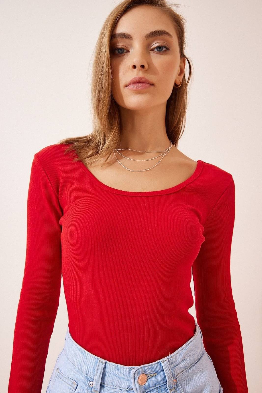     			Redamancii Women's Cotton Blend Regular Top ( Red )