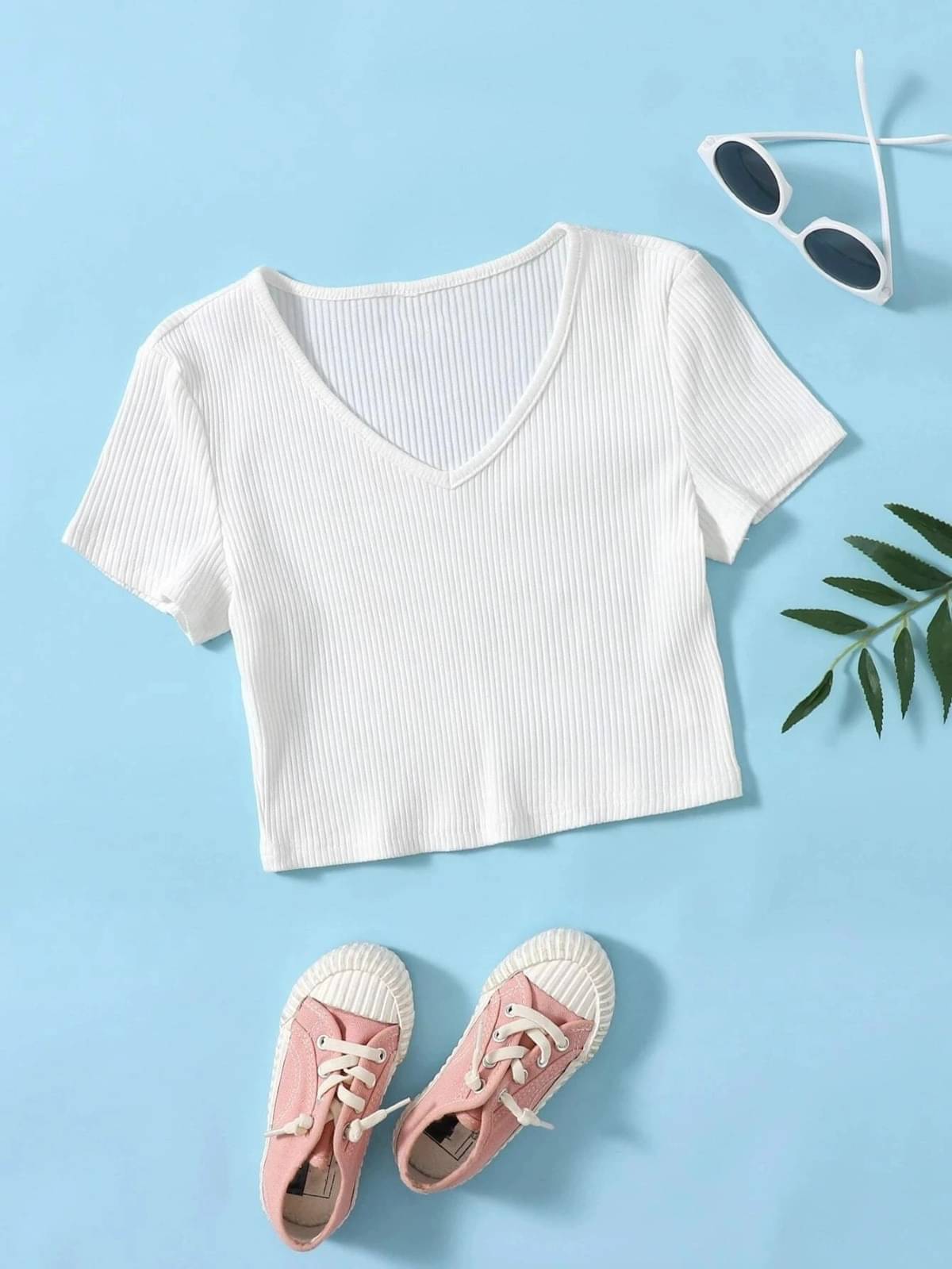 Redamancii Women's Cotton Blend Crop Top ( White ) Redamancii Women's Cotton Blend Crop Top ( White )