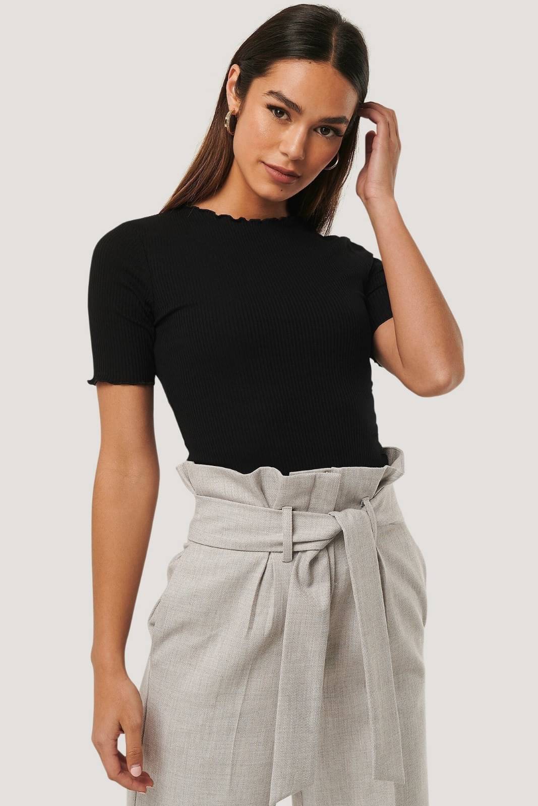     			Redamancii Women's Cotton Blend Regular Top ( Black )