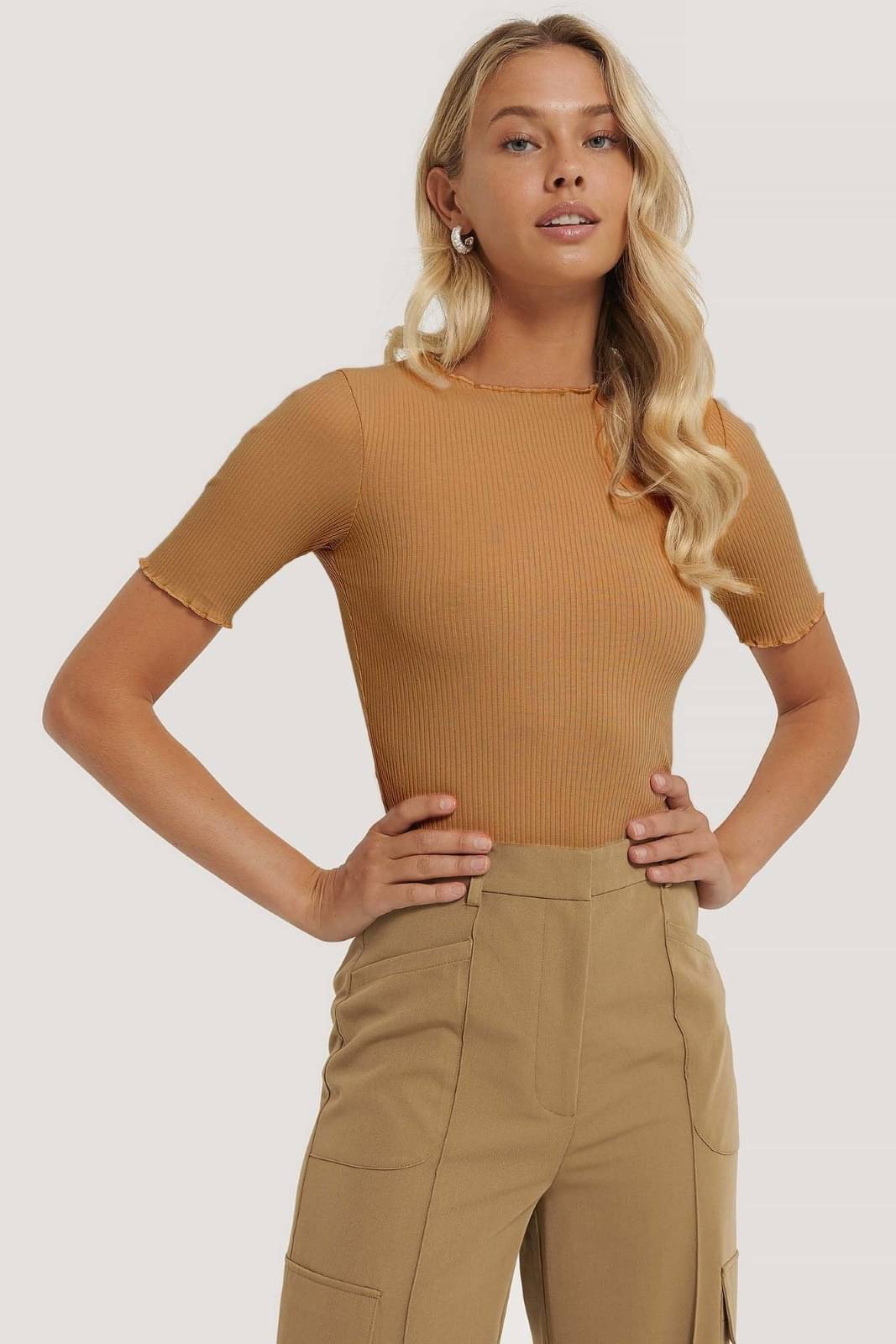 Redamancii Women's Cotton Blend Regular Top ( Beige ) Redamancii Women's Cotton Blend Regular Top ( Beige )