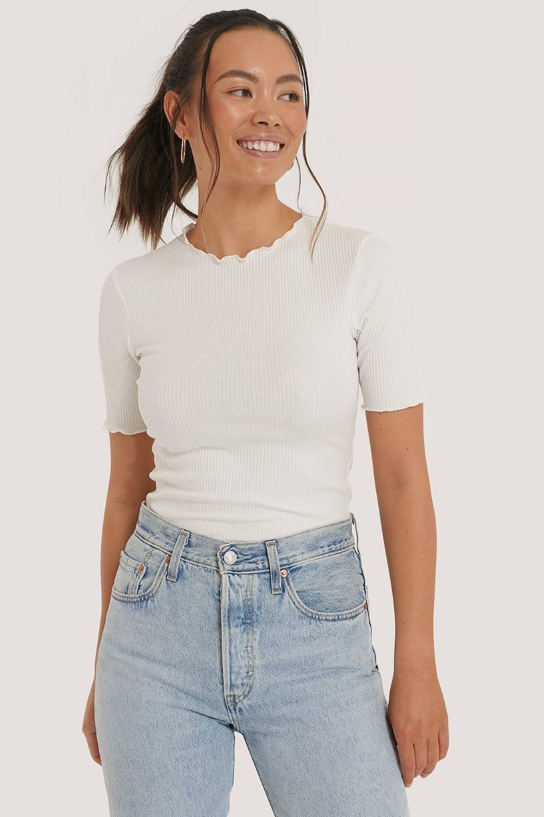     			Redamancii Women's Cotton Blend Regular Top ( White )