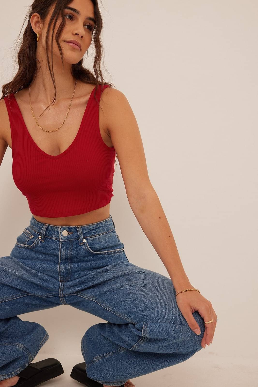 Redamancii Women's Cotton Blend Camisole Top ( Red ) Redamancii Women's Cotton Blend Camisole Top ( Red )