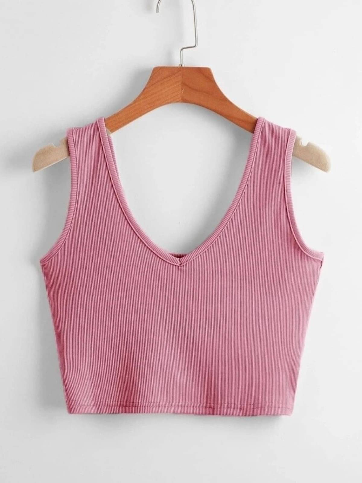    			Redamancii Women's Cotton Blend Crop Top ( Pink )