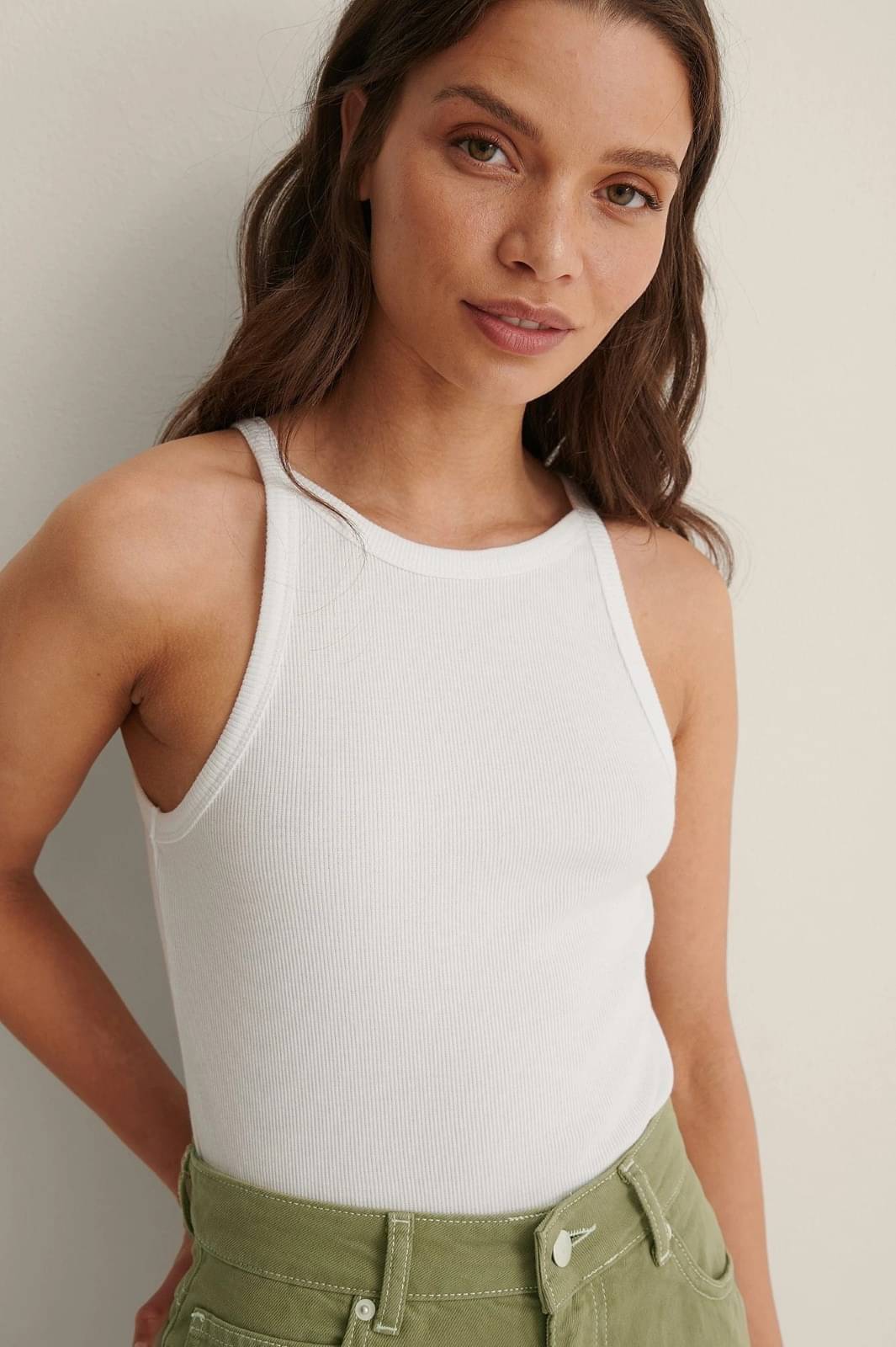 Redamancii Women's Cotton Blend Tank Top ( White ) Redamancii Women's Cotton Blend Tank Top ( White )
