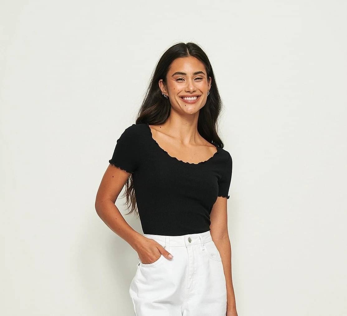 Redamancii Women's Cotton Blend Regular Top ( Black ) Redamancii Women's Cotton Blend Regular Top ( Black )