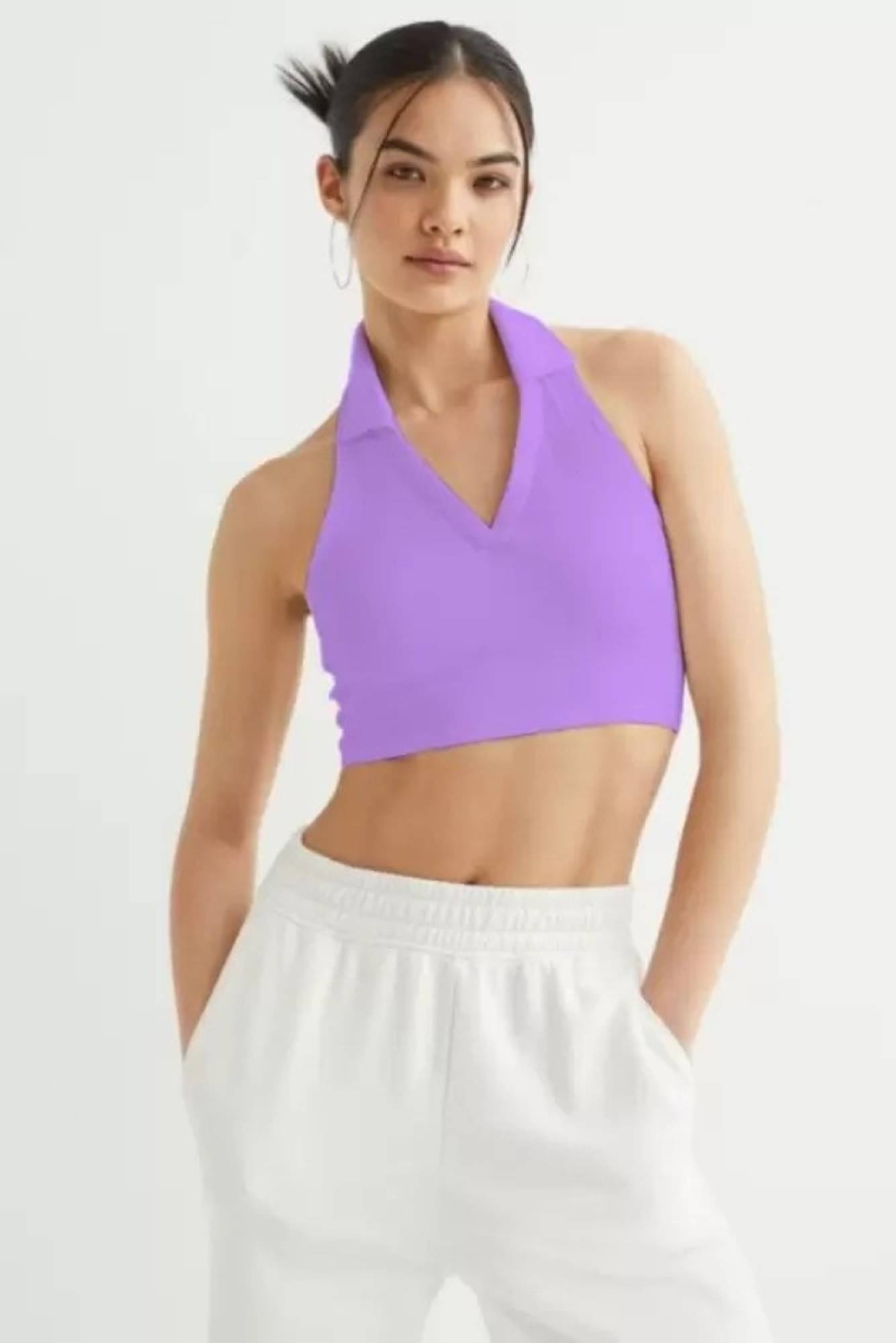 Redamancii Women's Cotton Blend Crop Top ( Purple ) Redamancii Women's Cotton Blend Crop Top ( Purple )