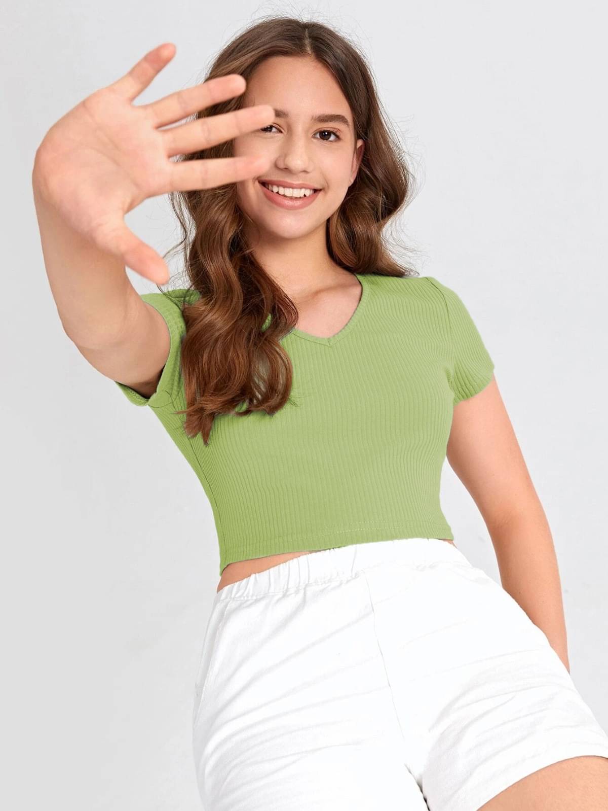 Redamancii Women's Cotton Blend Crop Top ( Green ) Redamancii Women's Cotton Blend Crop Top ( Green )