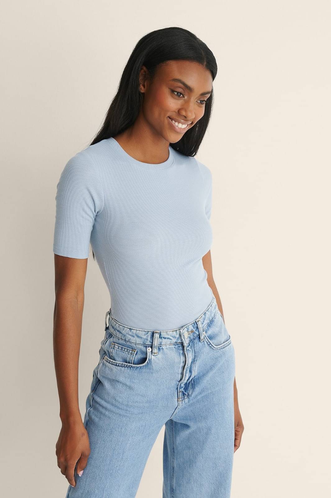 Redamancii Women's Cotton Blend Regular Top ( Light Blue ) Redamancii Women's Cotton Blend Regular Top ( Light Blue )