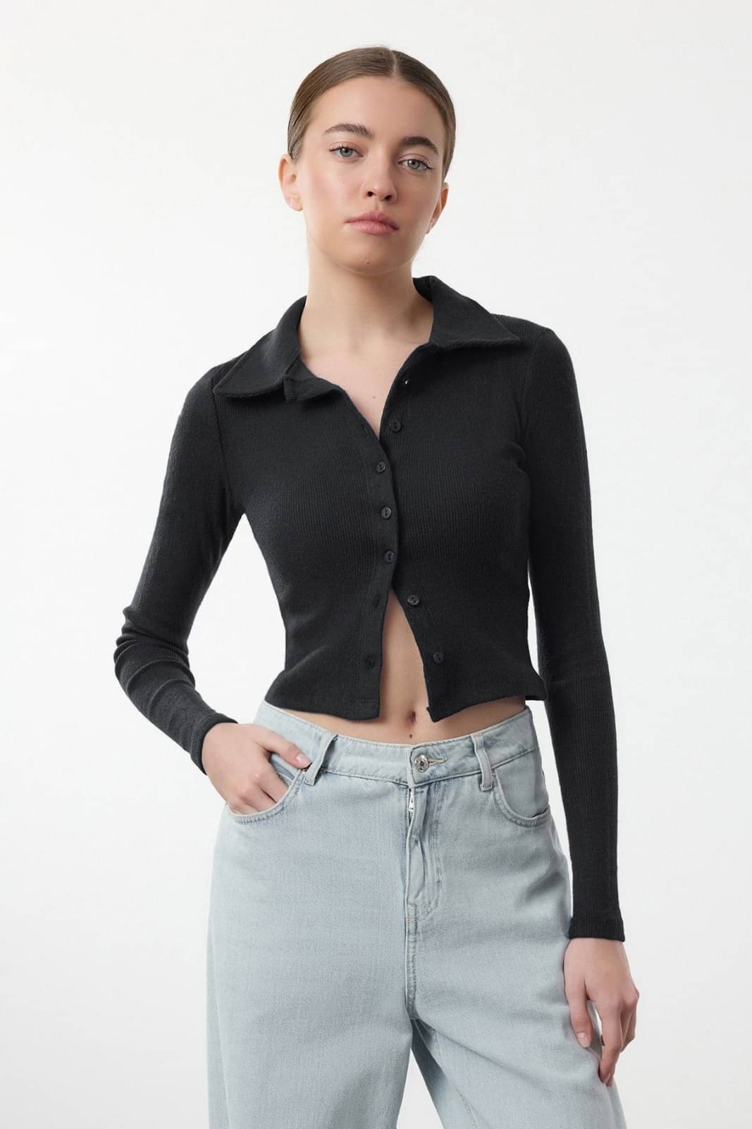     			Redamancii Women's Cotton Blend Crop Top ( Black )