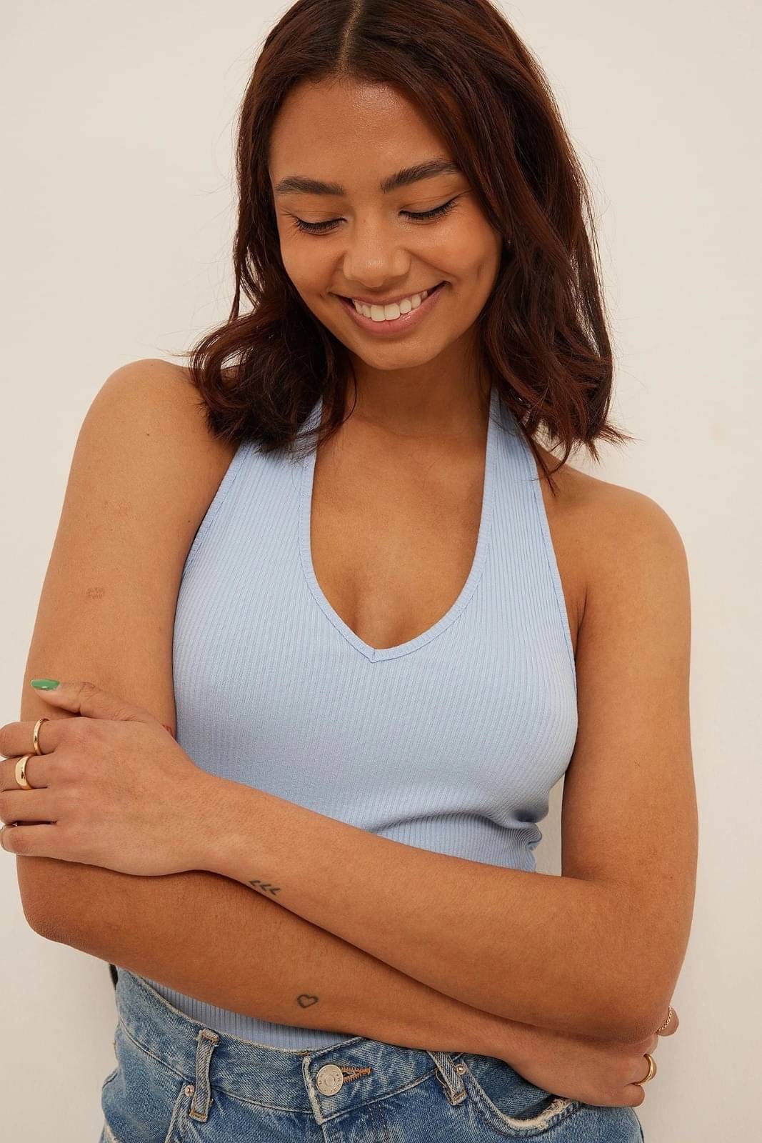     			Redamancii Women's Cotton Blend Tank Top ( Blue )