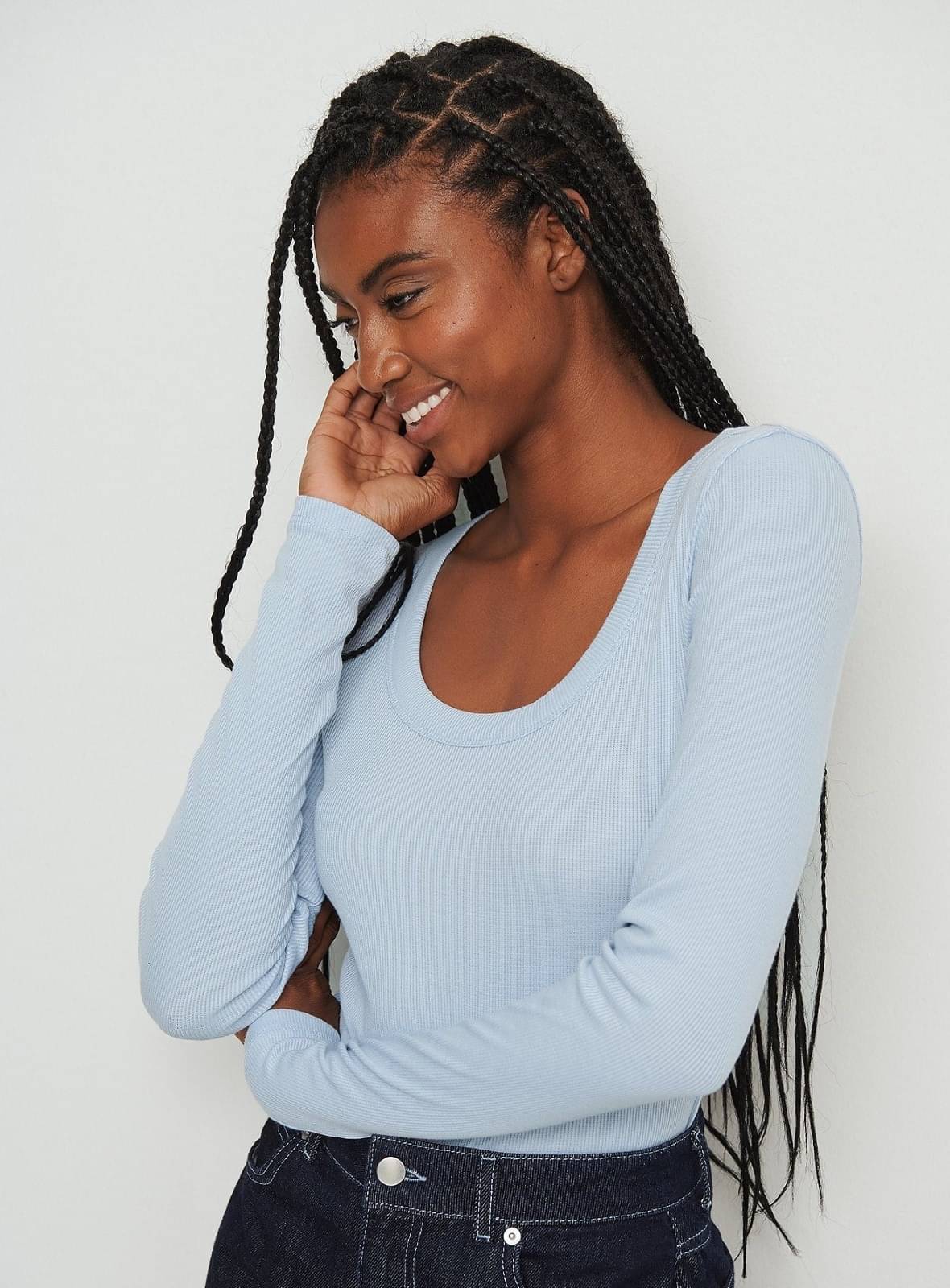     			Redamancii Women's Cotton Blend Regular Top ( Light Blue )