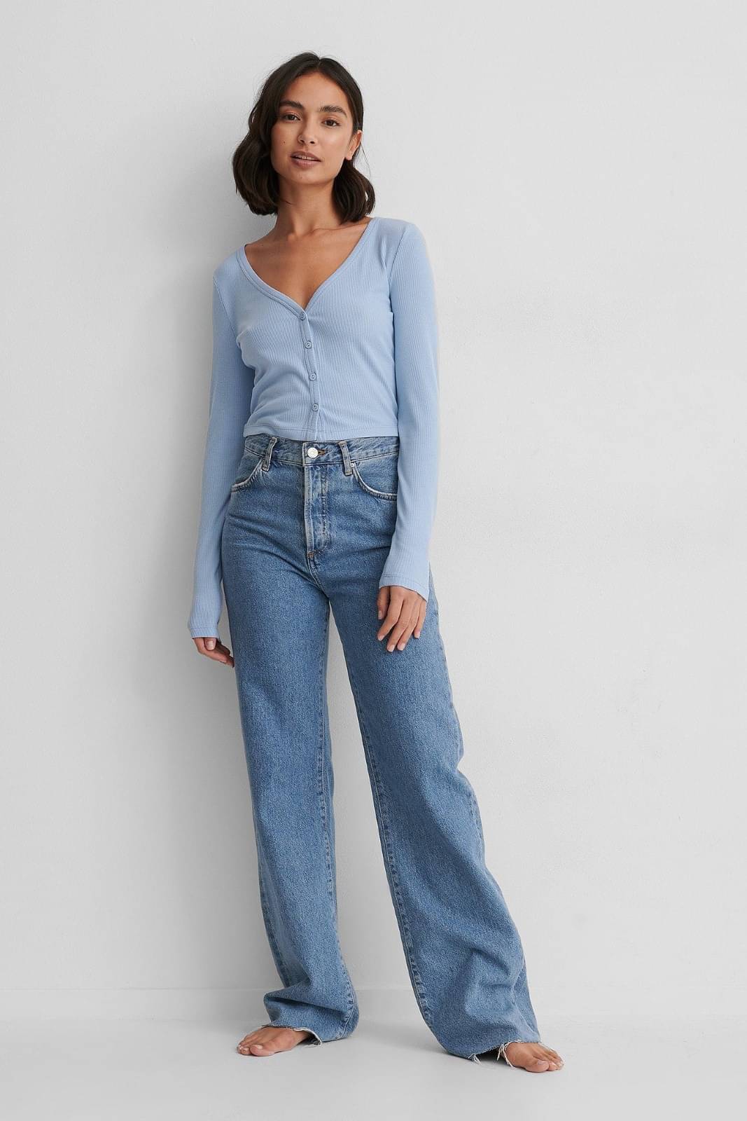     			Redamancii Women's Cotton Blend Regular Top ( Light Blue )