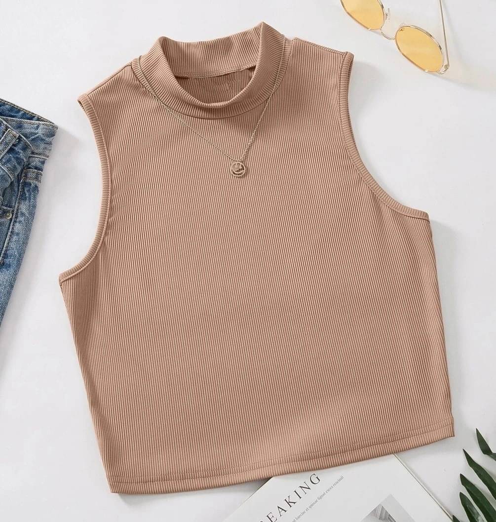     			Redamancii Women's Cotton Blend Crop Top ( Beige )