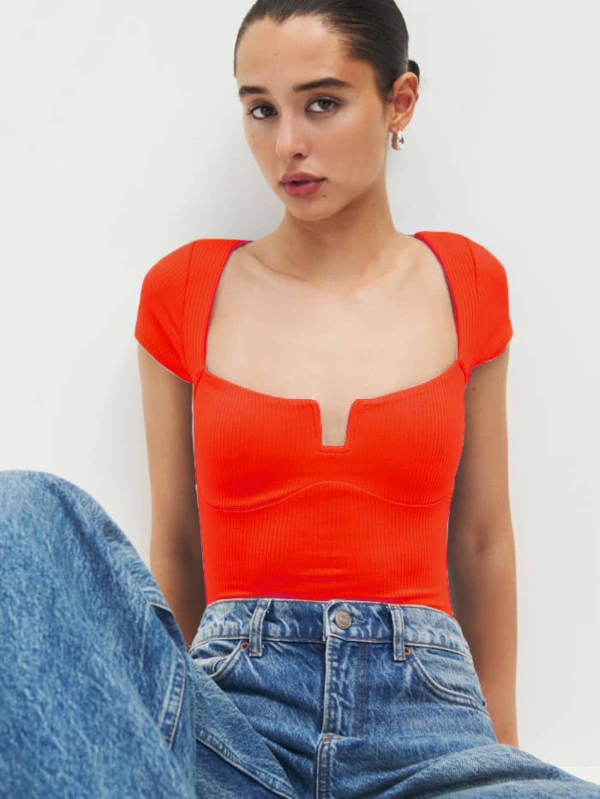 Redamancii Women's Cotton Blend Regular Top ( Red ) Redamancii Women's Cotton Blend Regular Top ( Red )