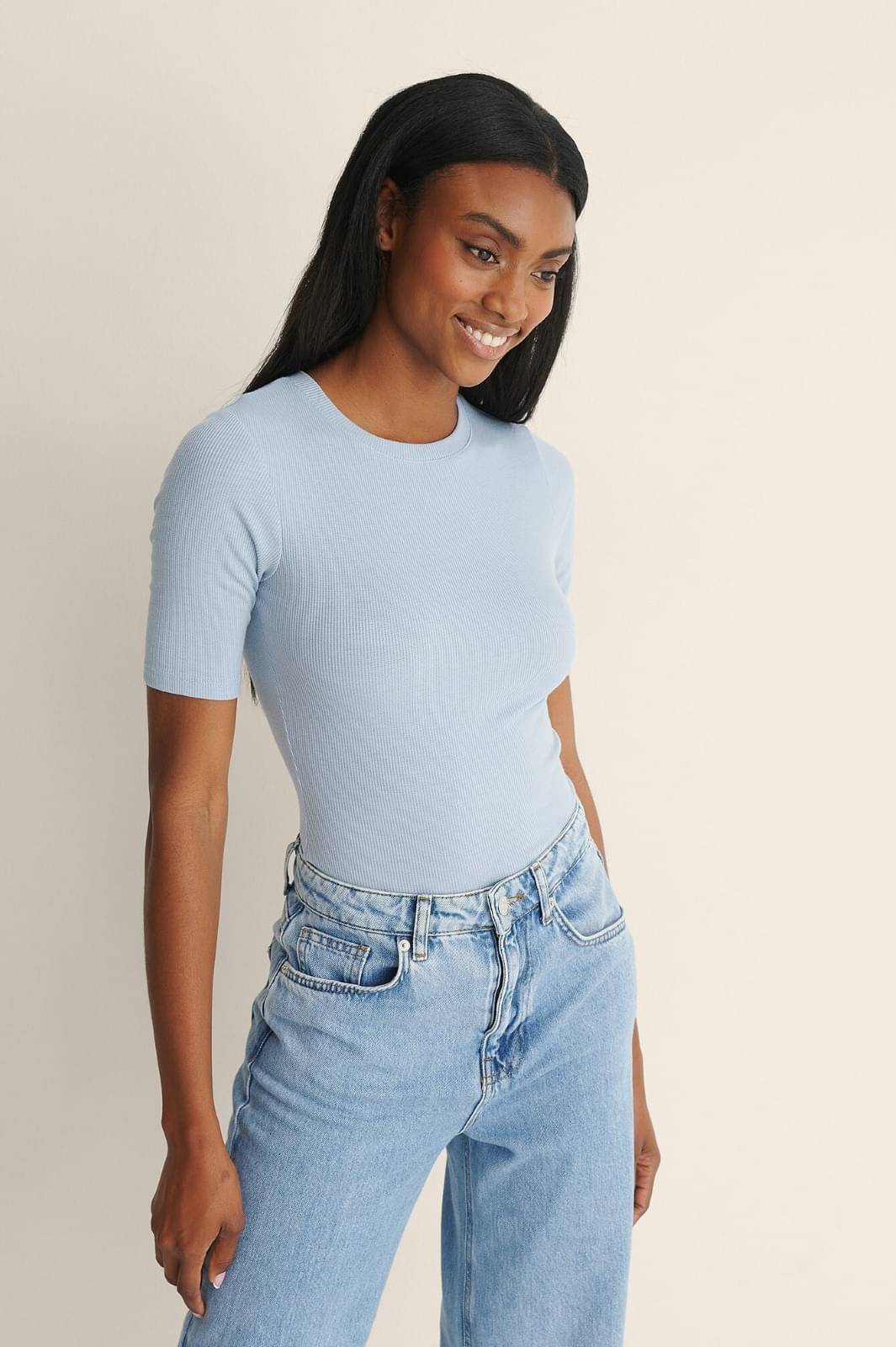 Redamancii Women's Cotton Blend Regular Top ( Light Blue ) Redamancii Women's Cotton Blend Regular Top ( Light Blue )