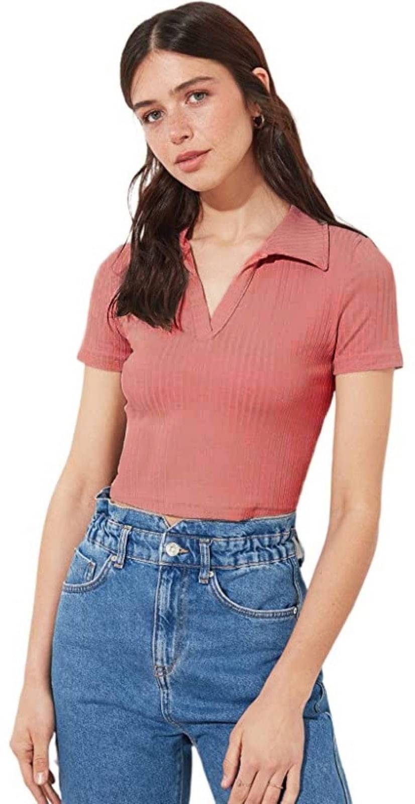     			Redamancii Women's Cotton Blend Crop Top ( Pink )