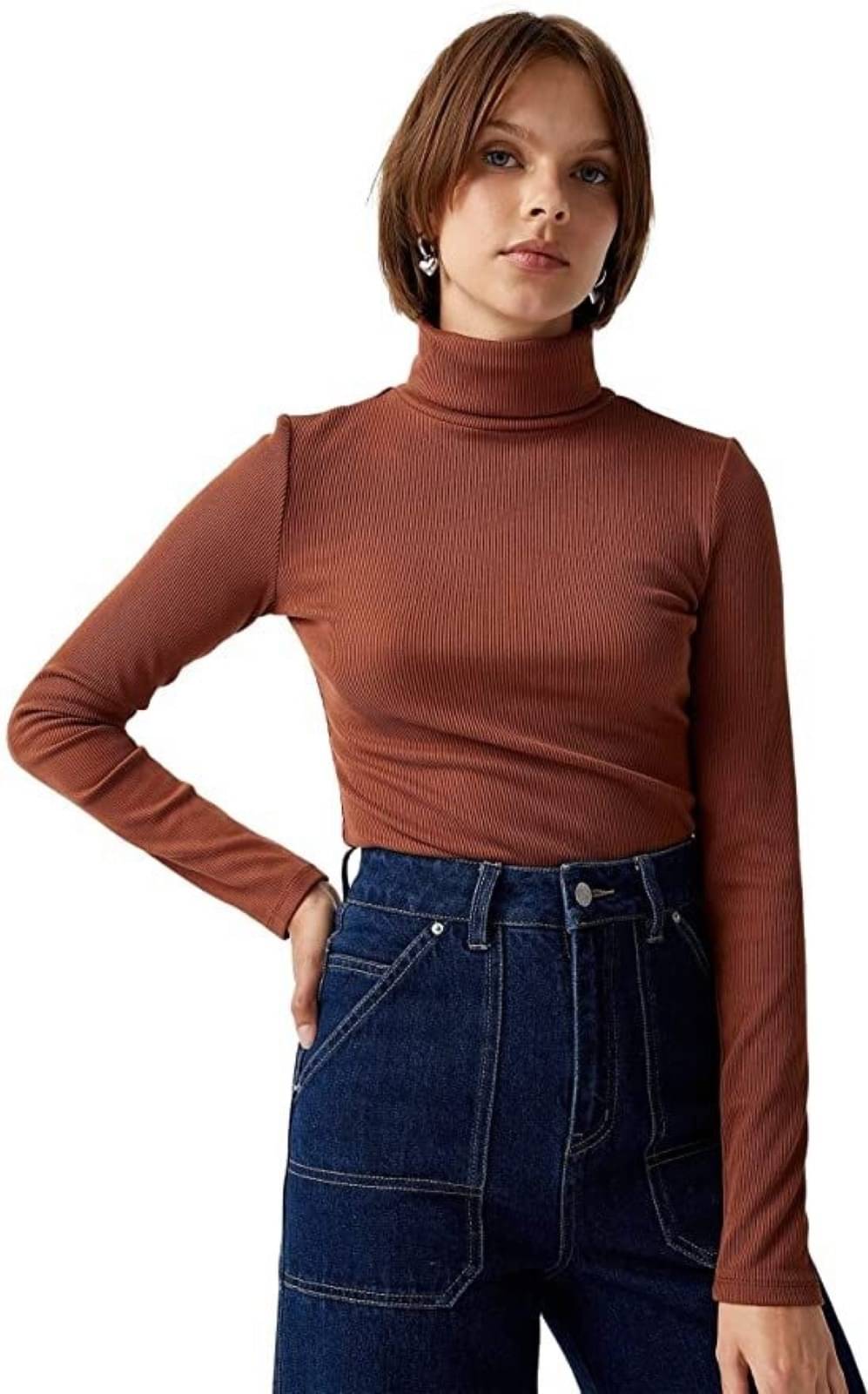 Redamancii Women's Cotton Blend Regular Top ( Brown ) Redamancii Women's Cotton Blend Regular Top ( Brown )