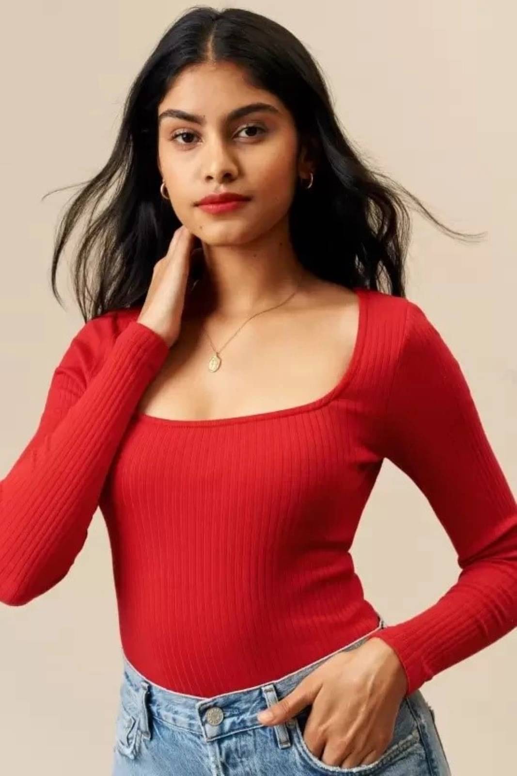 Redamancii Women's Cotton Blend Regular Top ( Red ) Redamancii Women's Cotton Blend Regular Top ( Red )