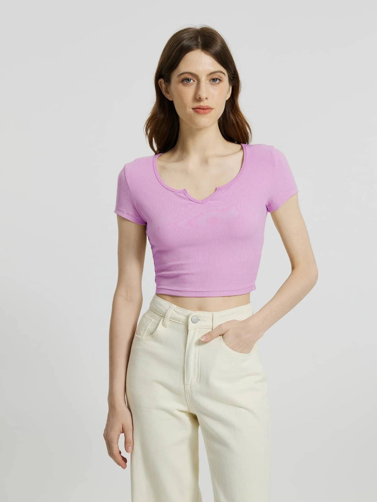     			Redamancii Women's Cotton Blend Crop Top ( Purple )