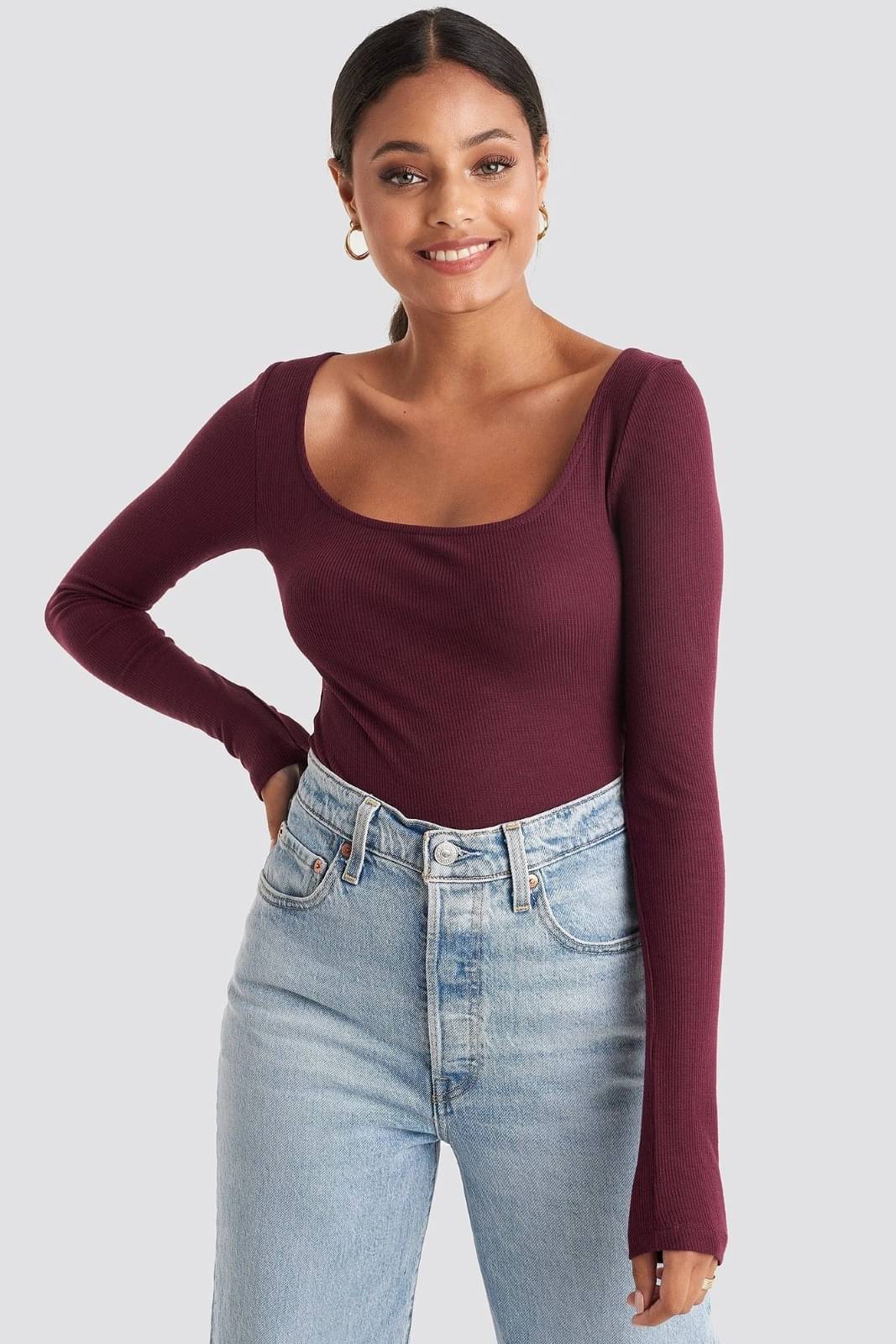 Redamancii Women's Cotton Blend Regular Top ( Maroon ) Redamancii Women's Cotton Blend Regular Top ( Maroon )