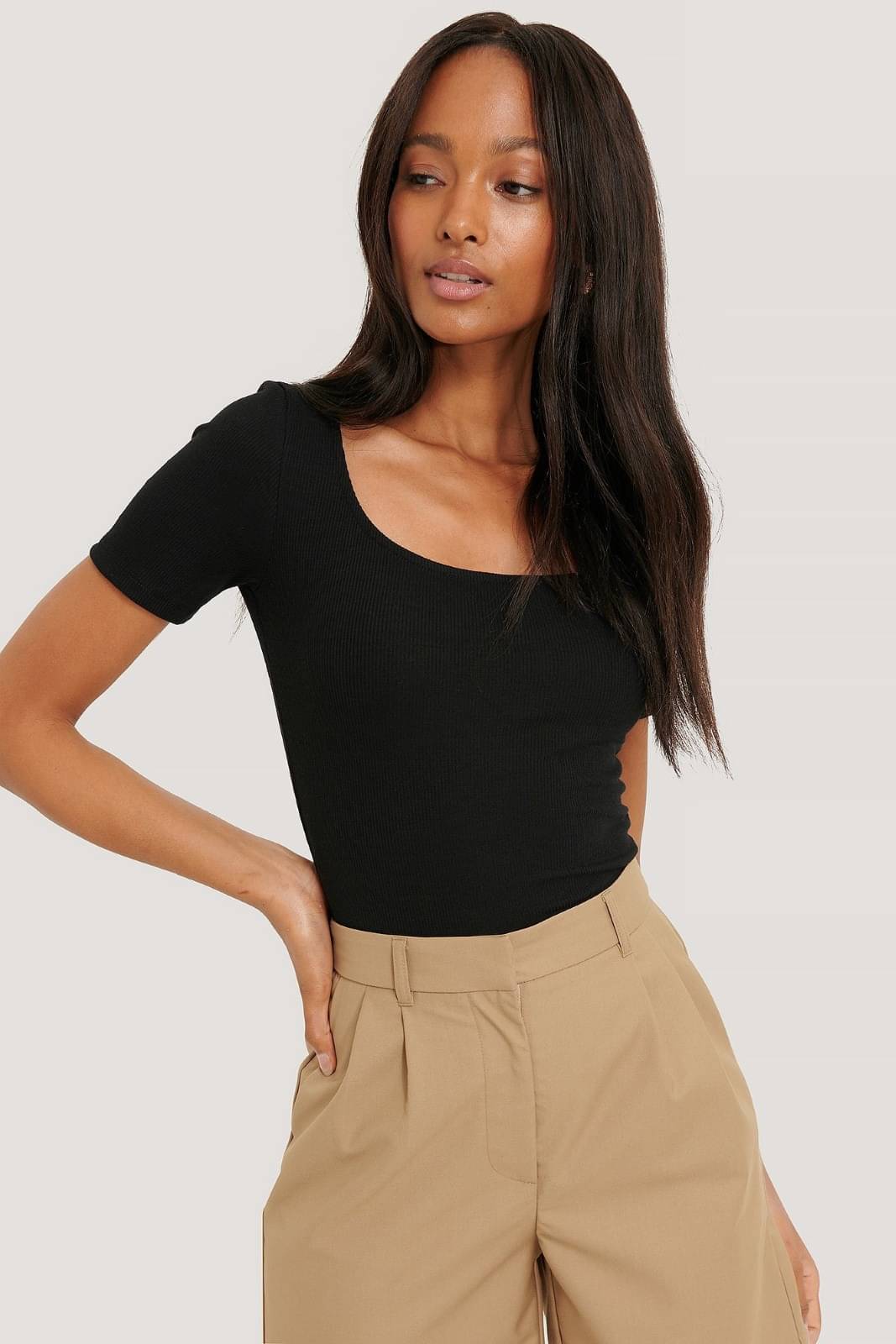Redamancii Women's Cotton Blend Regular Top ( Black ) Redamancii Women's Cotton Blend Regular Top ( Black )