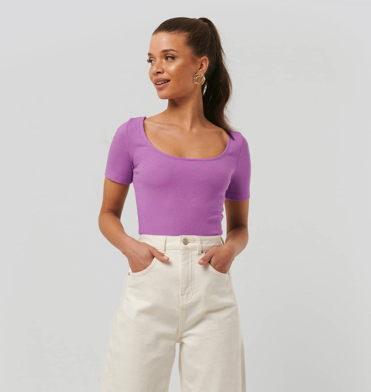 Redamancii Women's Cotton Blend Regular Top ( Purple ) Redamancii Women's Cotton Blend Regular Top ( Purple )