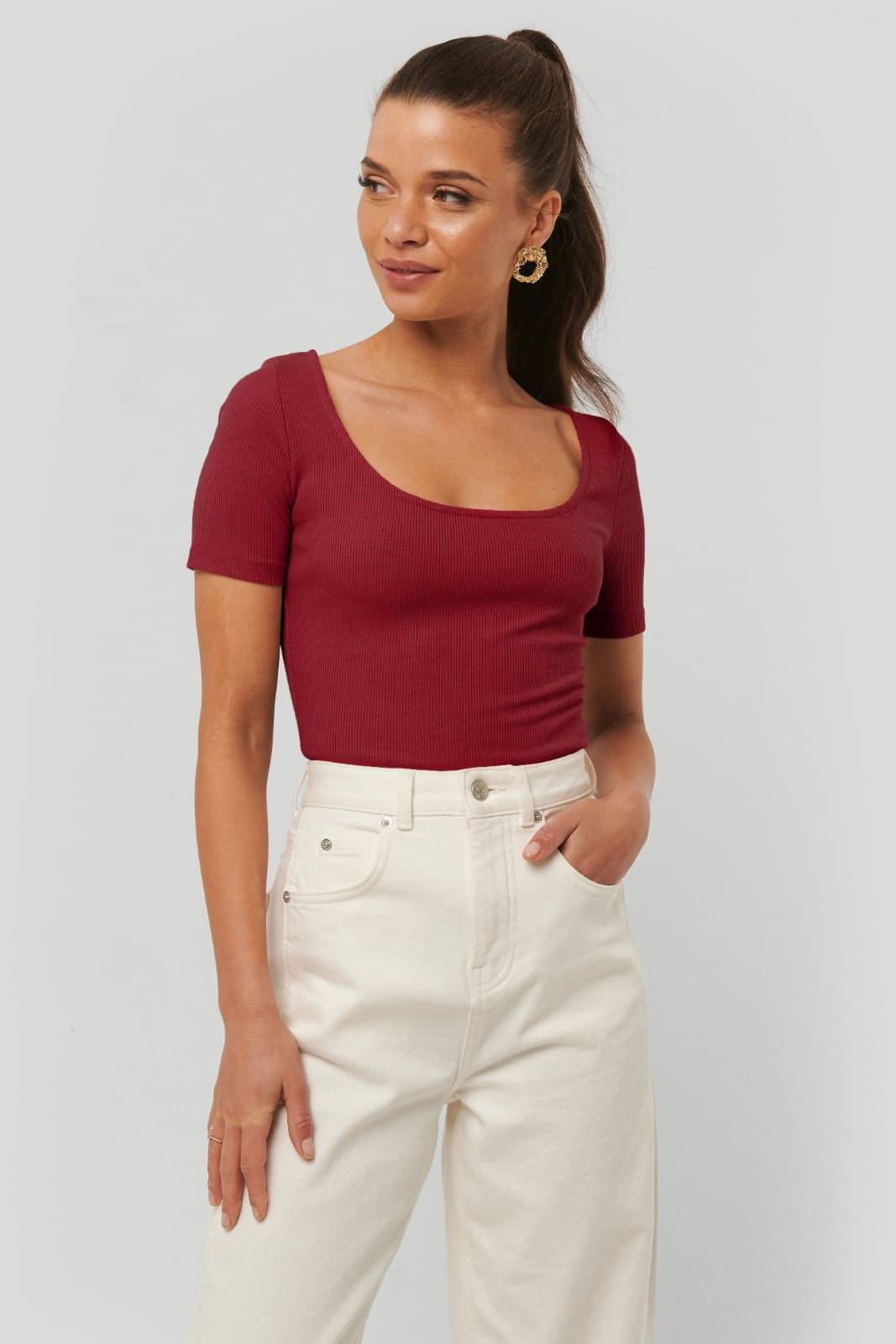 Redamancii Women's Cotton Blend Regular Top ( Maroon )     			Redamancii Women's Cotton Blend Regular Top ( Maroon )