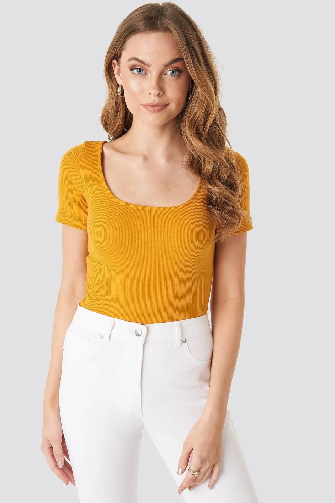 Redamancii Women's Cotton Blend Regular Top ( Yellow ) Redamancii Women's Cotton Blend Regular Top ( Yellow )