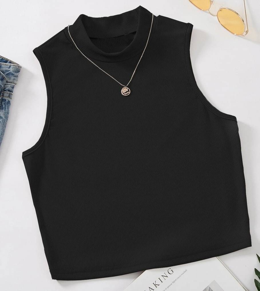    			Redamancii Women's Cotton Blend Crop Top ( Black )