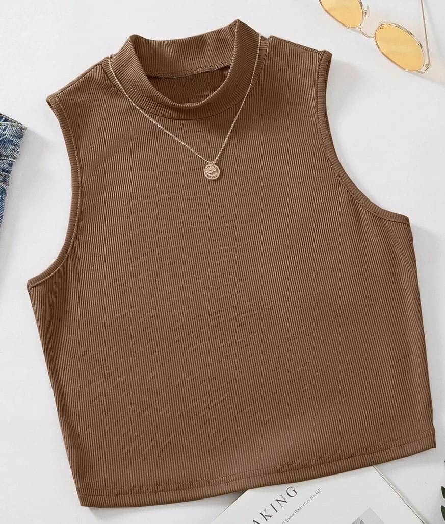     			Redamancii Women's Cotton Blend Crop Top ( Brown )