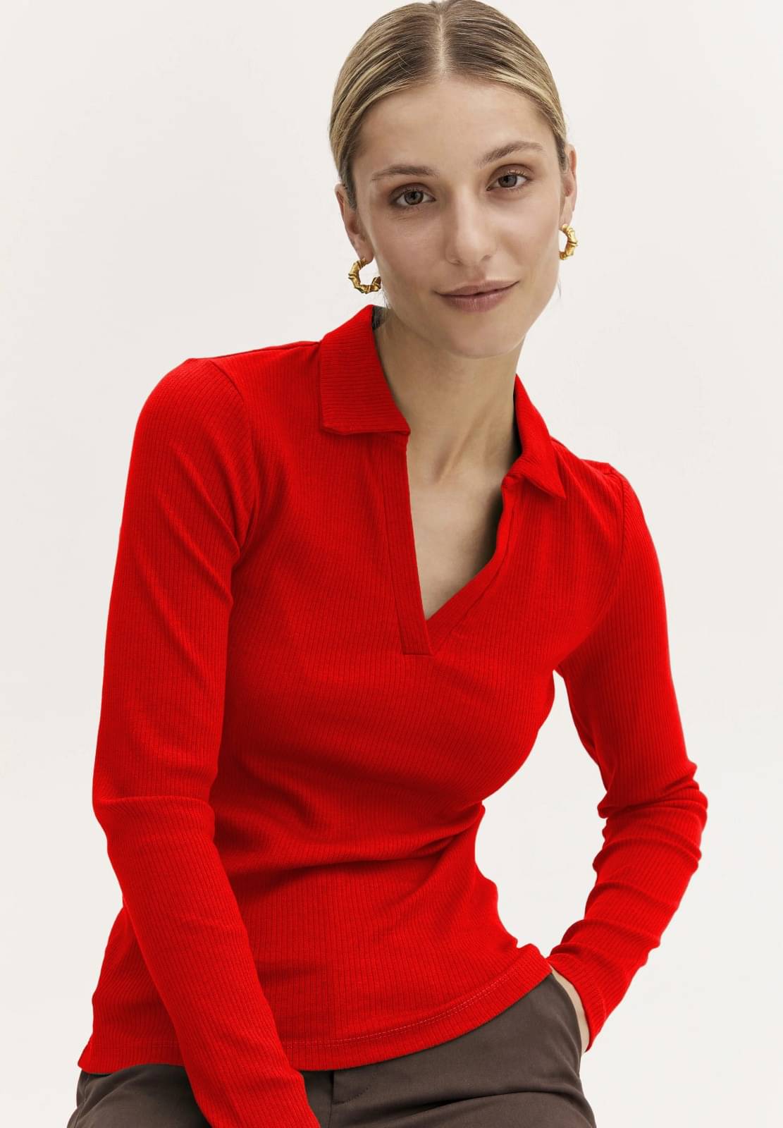     			Redamancii Women's Cotton Blend Regular Top ( Red )