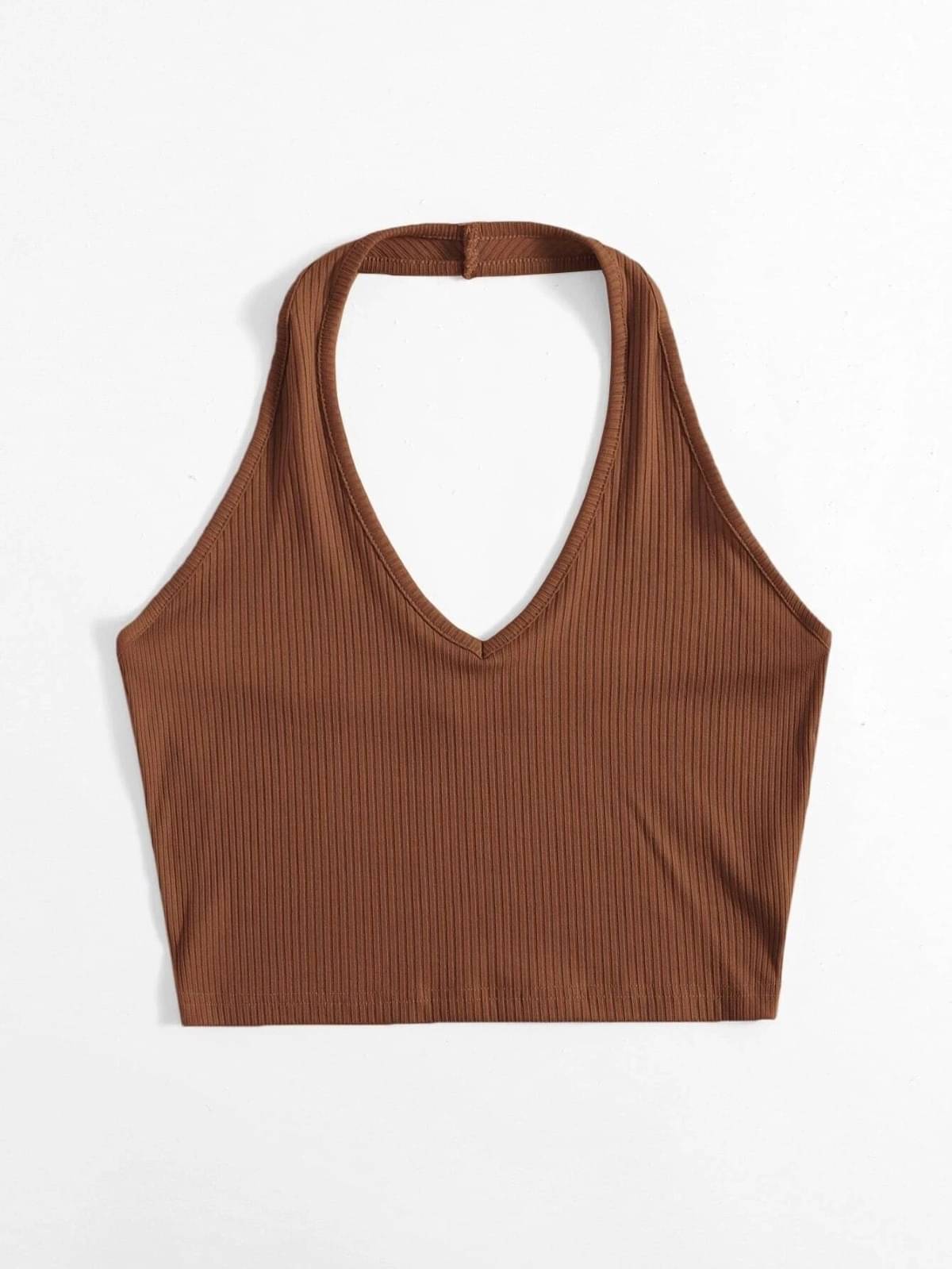 Redamancii Women's Cotton Crop Top ( Brown ) Redamancii Women's Cotton Crop Top ( Brown )