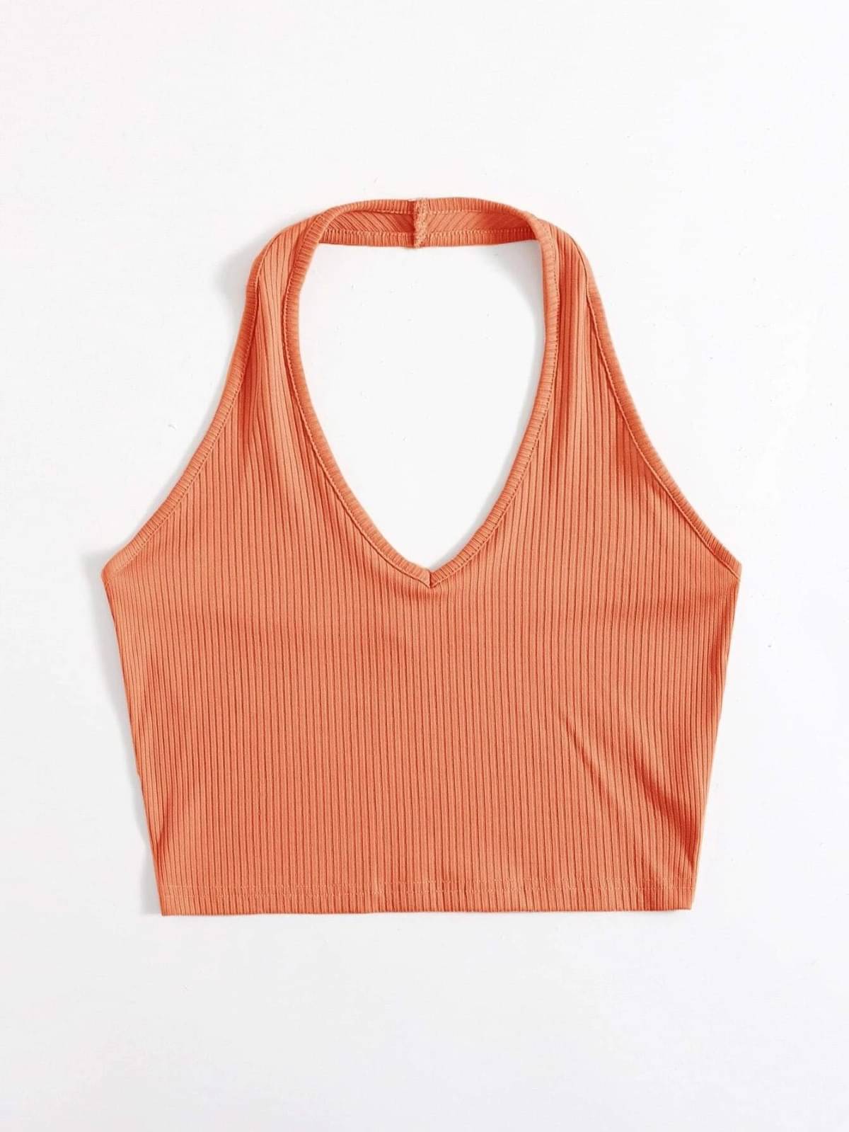 Redamancii Women's Cotton Crop Top ( Orange ) Redamancii Women's Cotton Crop Top ( Orange )