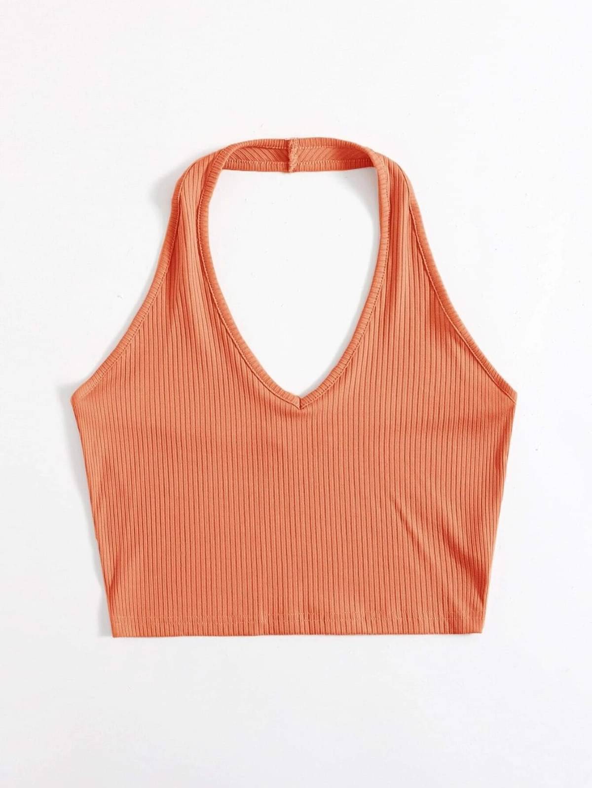 Redamancii Women's Cotton Crop Top ( Orange ) Redamancii Women's Cotton Crop Top ( Orange )