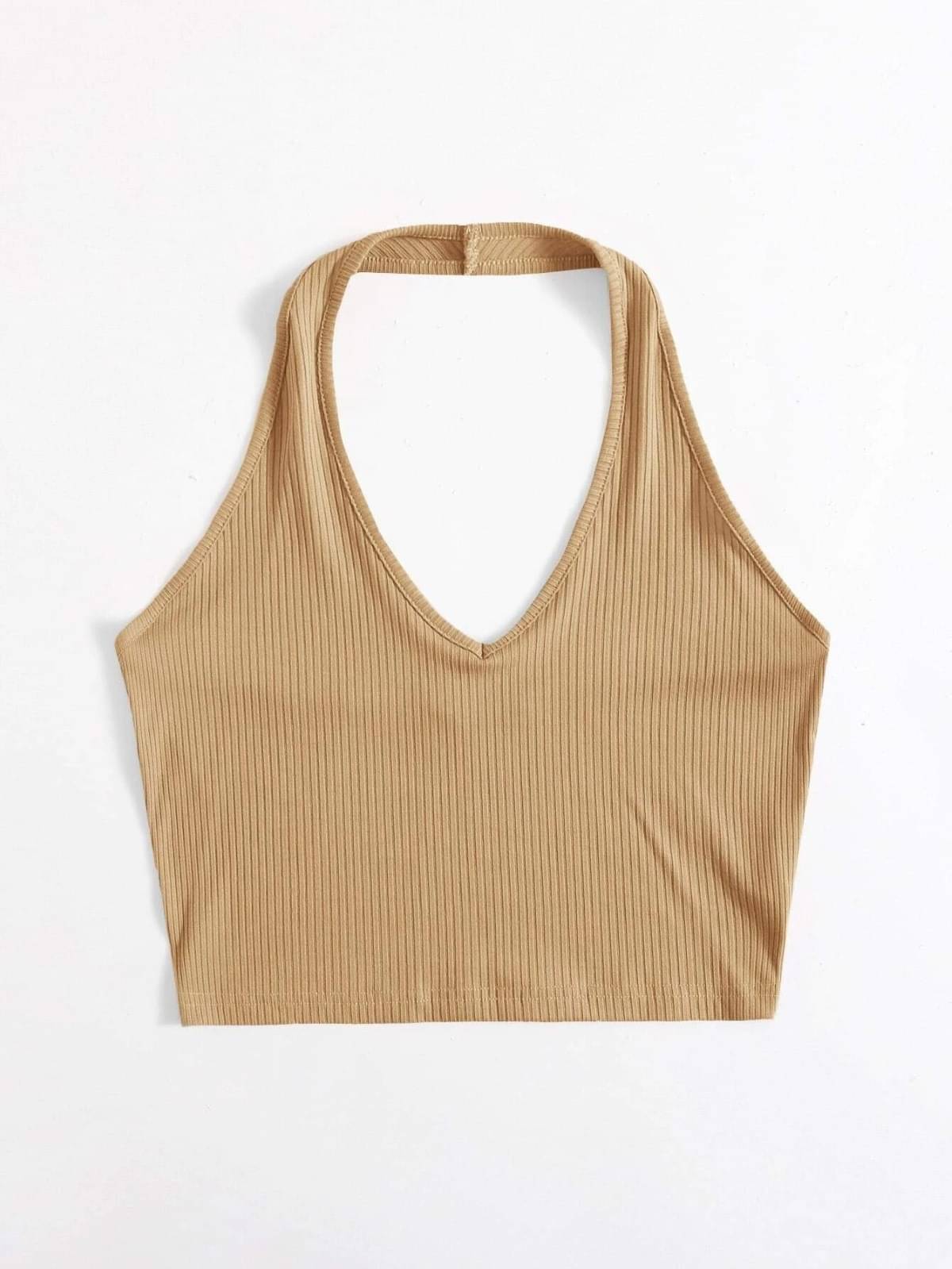 Redamancii Women's Cotton Crop Top ( Beige ) Redamancii Women's Cotton Crop Top ( Beige )