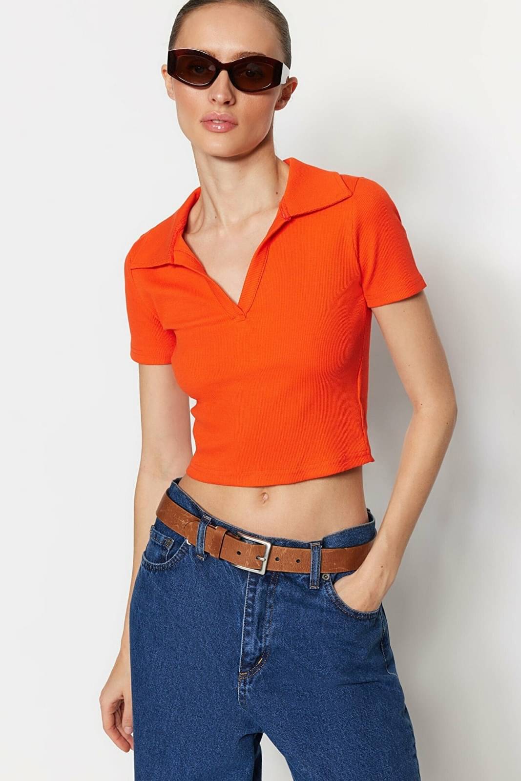 Redamancii Women's Cotton Crop Top ( Orange ) Redamancii Women's Cotton Crop Top ( Orange )