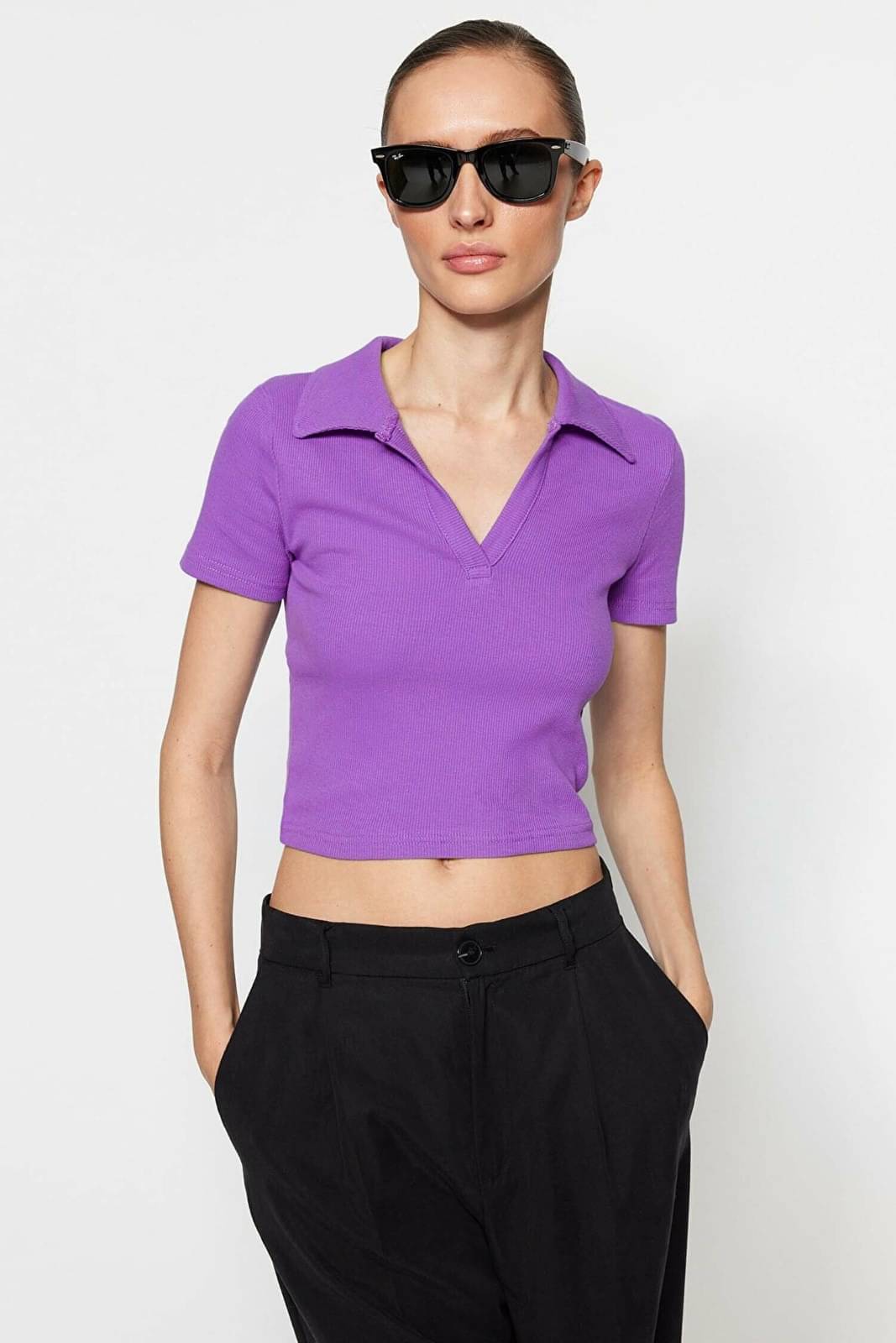     			Redamancii Women's Cotton Crop Top ( Purple )
