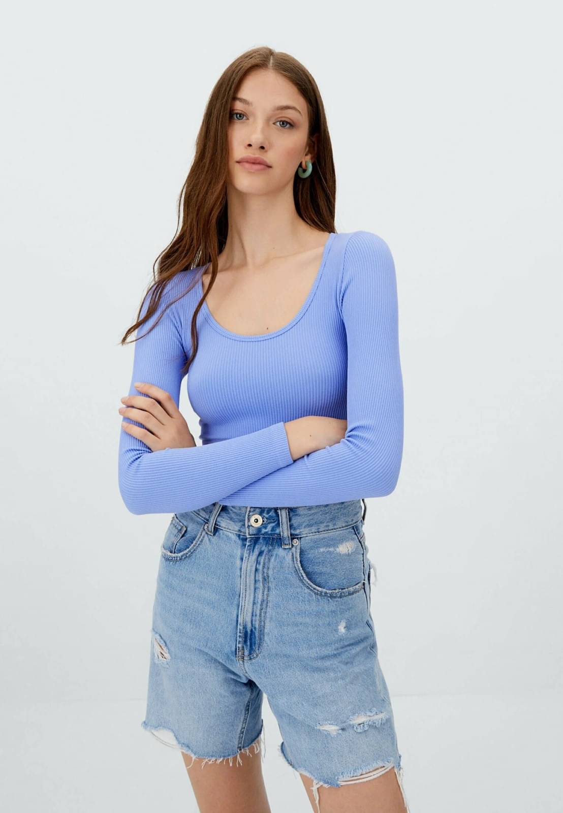 Redamancii Women's Cotton Crop Top ( Light Blue )     			Redamancii Women's Cotton Crop Top ( Light Blue )