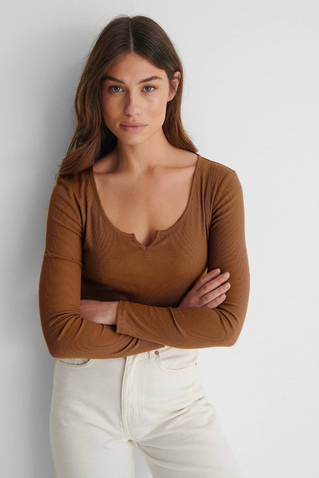 Redamancii Women's Cotton Regular Top ( Brown ) Redamancii Women's Cotton Regular Top ( Brown )