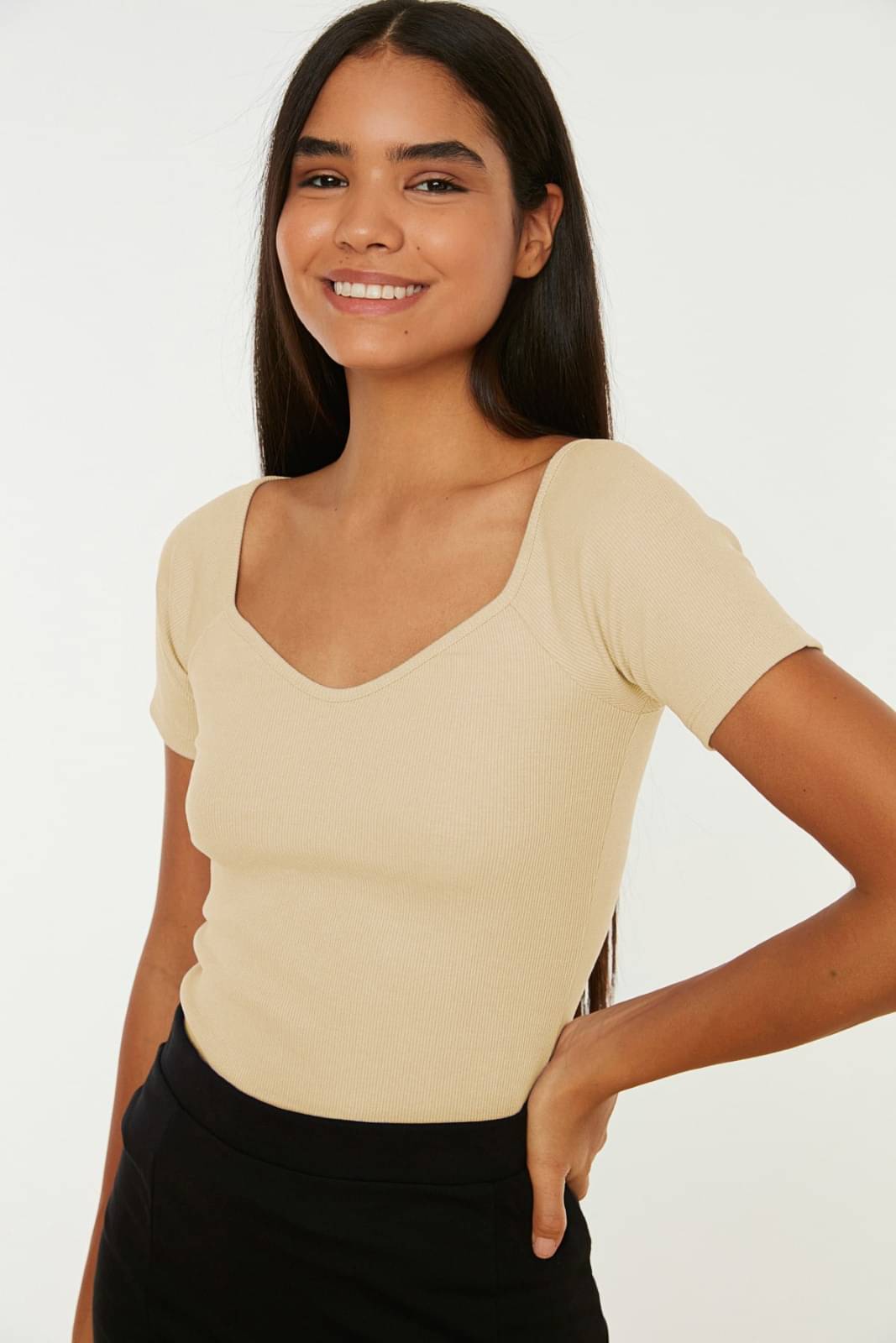 Redamancii Women's Cotton Regular Top ( Beige ) Redamancii Women's Cotton Regular Top ( Beige )