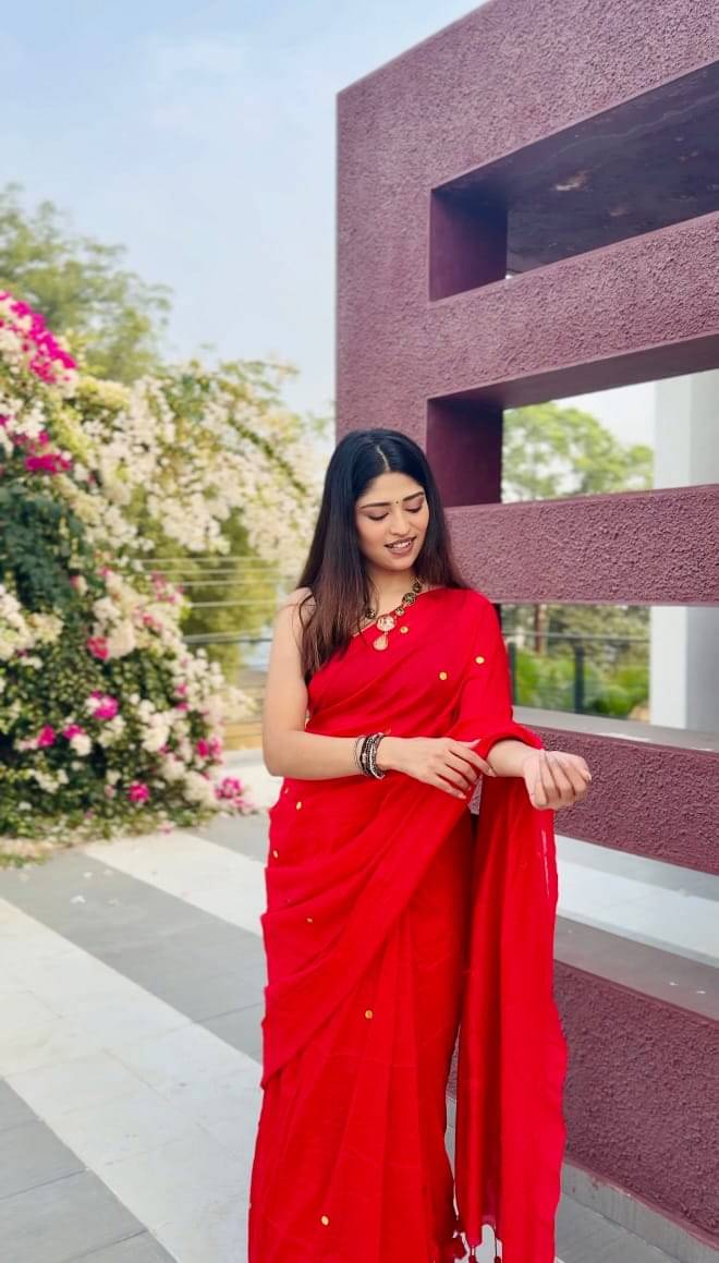    			SARADA HANDLOOM Cotton Woven Saree With Unstitched Blouse Piece ( Red )