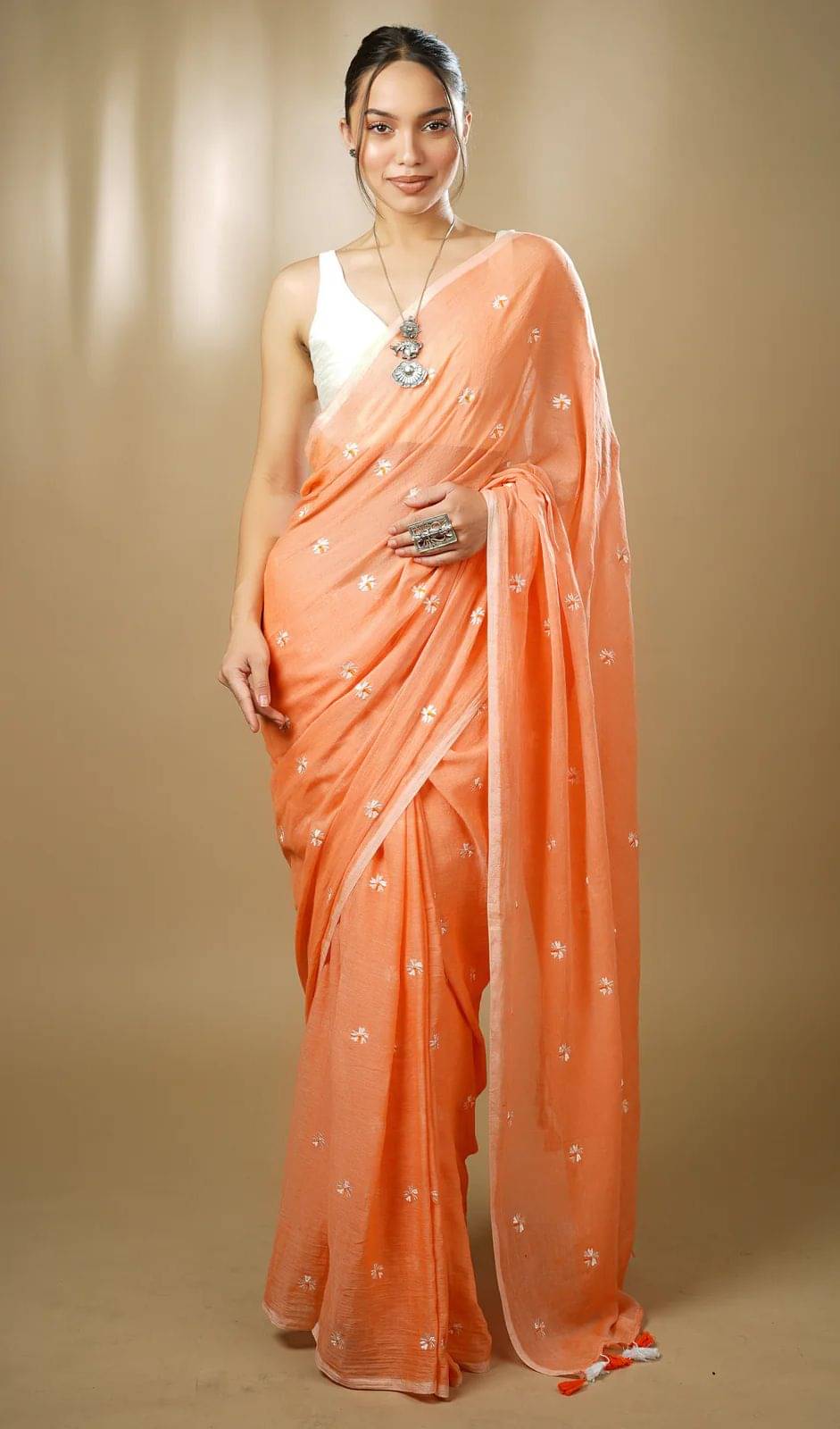     			SARADA HANDLOOM Cotton Woven Saree With Unstitched Blouse Piece ( Brown )
