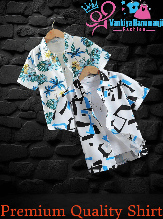     			SHREE VANKIYA HANUMANJI FASHION Pack of 2 Boys 100% Cotton Half Sleeves Shirt ( Blue,Black )