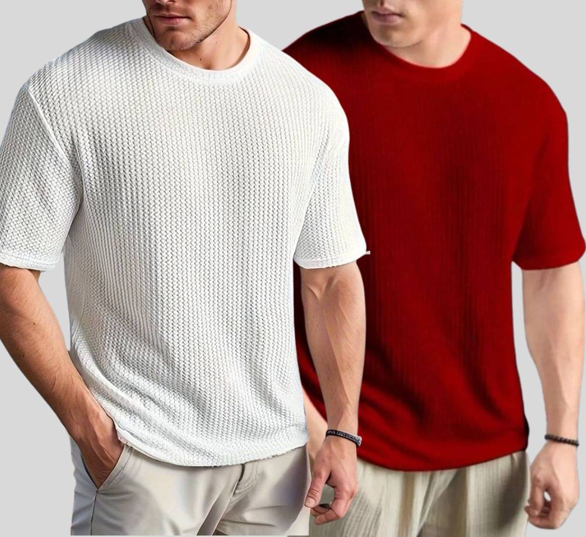 SHREYNKA Men Cotton Blend Oversized Fit Self Design T-Shirt ( Maroon ) SHREYNKA Men Cotton Blend Oversized Fit Self Design T-Shirt ( Maroon )
